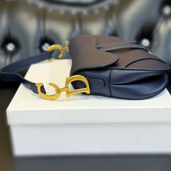 Christian Dior Saddle Bag Deep Ocean Blue Grained Calfskin - Picture 5 of 13